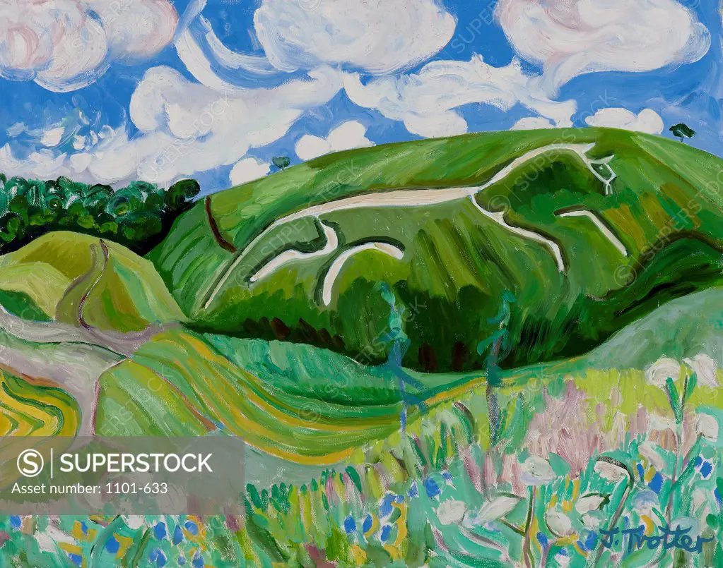 The Uffington White Horse by Josephine Trotter, 2012.  (b.1940/British)
