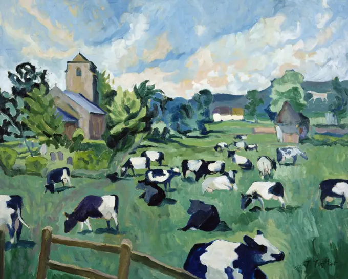 Wiltshire Cows by Josephine Trotter (b.1940/British)