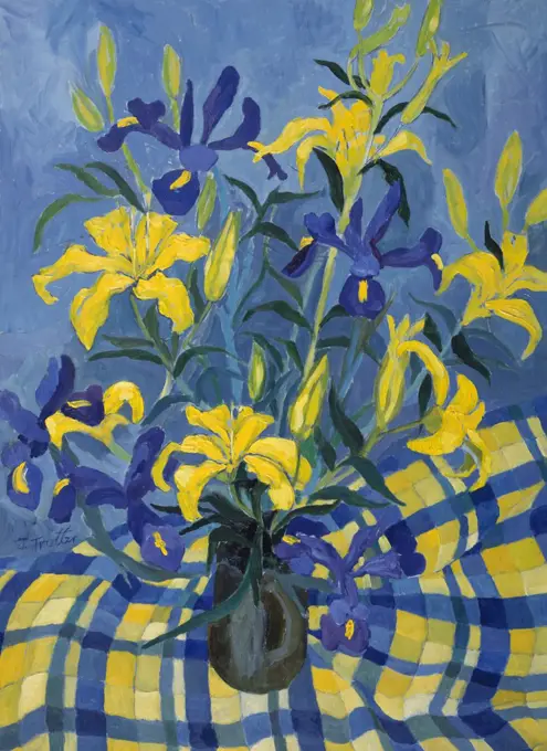 Irises by Josephine Trotter (b.1940/British)