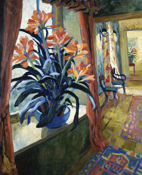 Interior With Clivia Josephine Trotter  (b.1940/British) Oil on canvas 