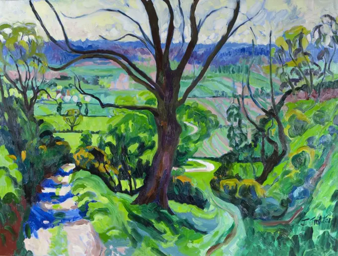 Landscape with trees, by Josephine Trotter (b.1940/British)