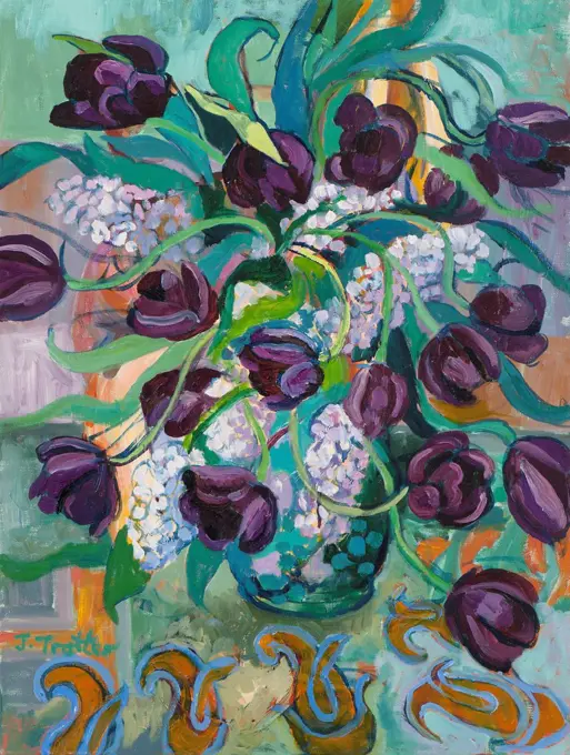 Tulips by Josephine Trotter, 2012.  (b.1940/British)