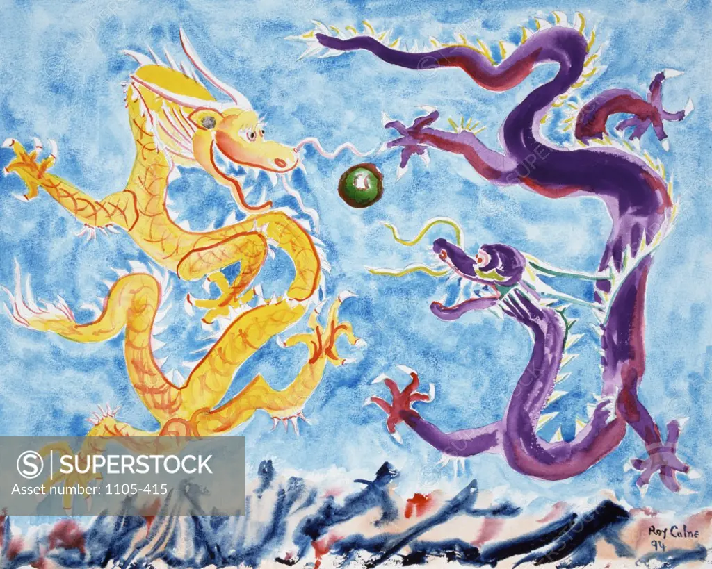 The Two Mythical Dragons  1994  Sir Roy Calne (20th C. British)