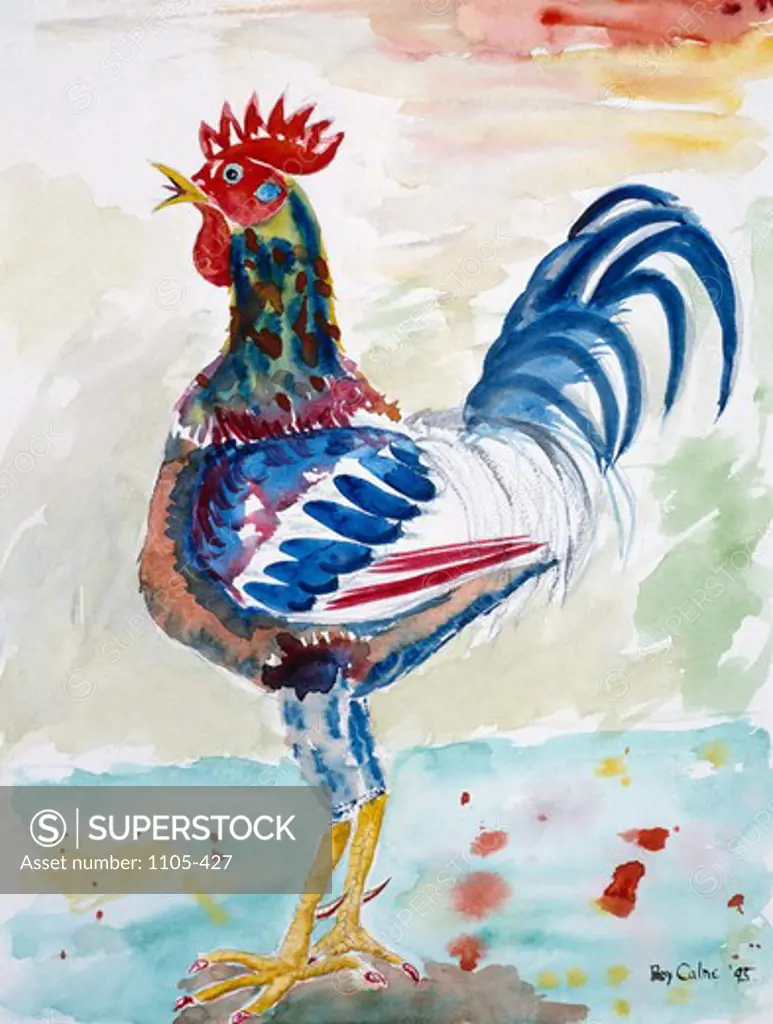 The Cockerel by Sir Roy Calne,  watercolor