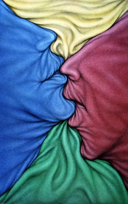 Besos en Color by Ernesto Bertani,  acrylic on canvas,  2002,  born in 1949,  Argentina,  Buenos Aires,  Zurbaran Galeria