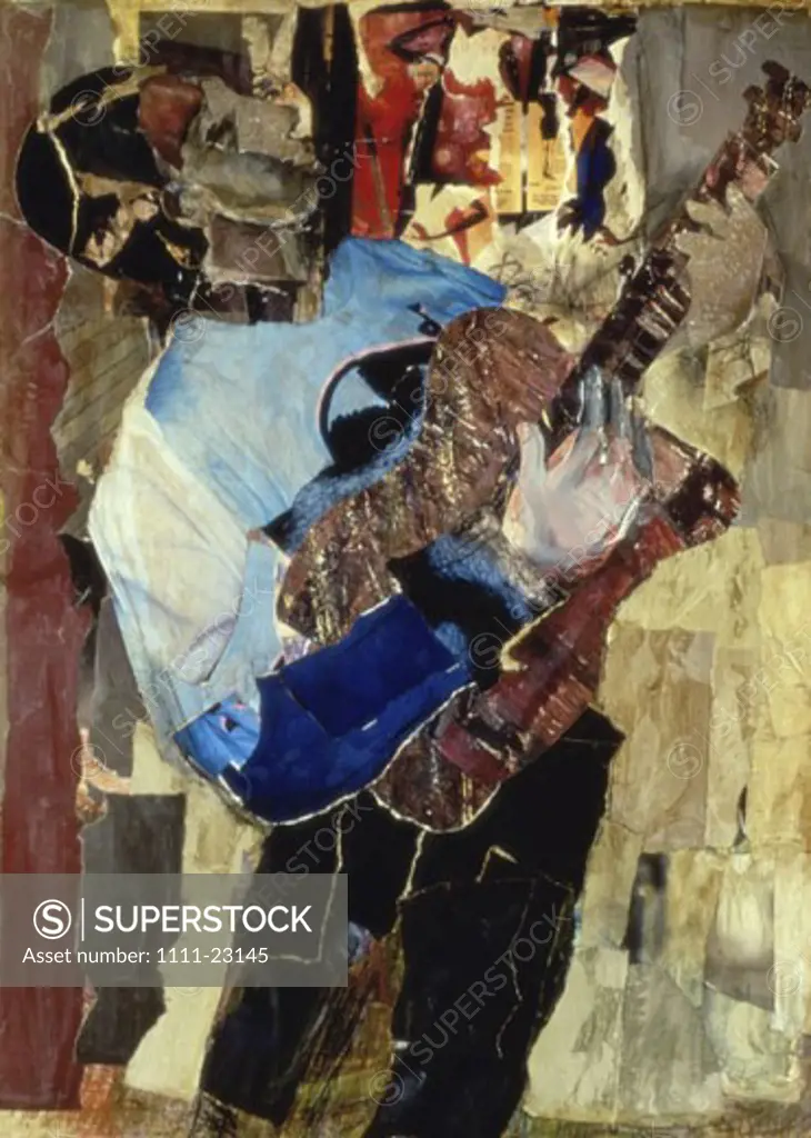 Guitar Player 1999 Freshman Brown (20th C. American) Mixed Media and Collage