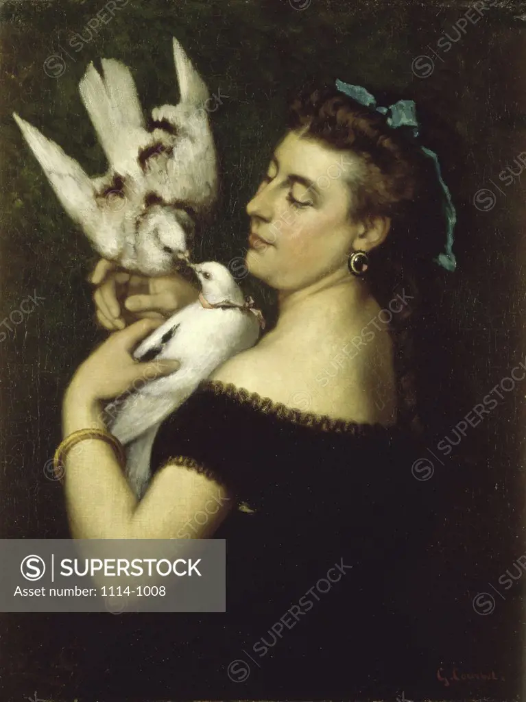 Woman With Pigeons  Early 1860's Gustave Courbet (1819-1877/French)  Oil on canvas  Barnes Foundation, Merion, Pennsylvania     