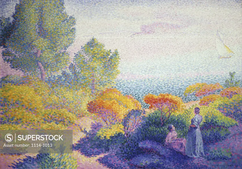 Landscape with Two Women  Henri-Edmond Cross (1856-1910/French)  Oil Barnes Foundation, Merion, Pennsylvania      