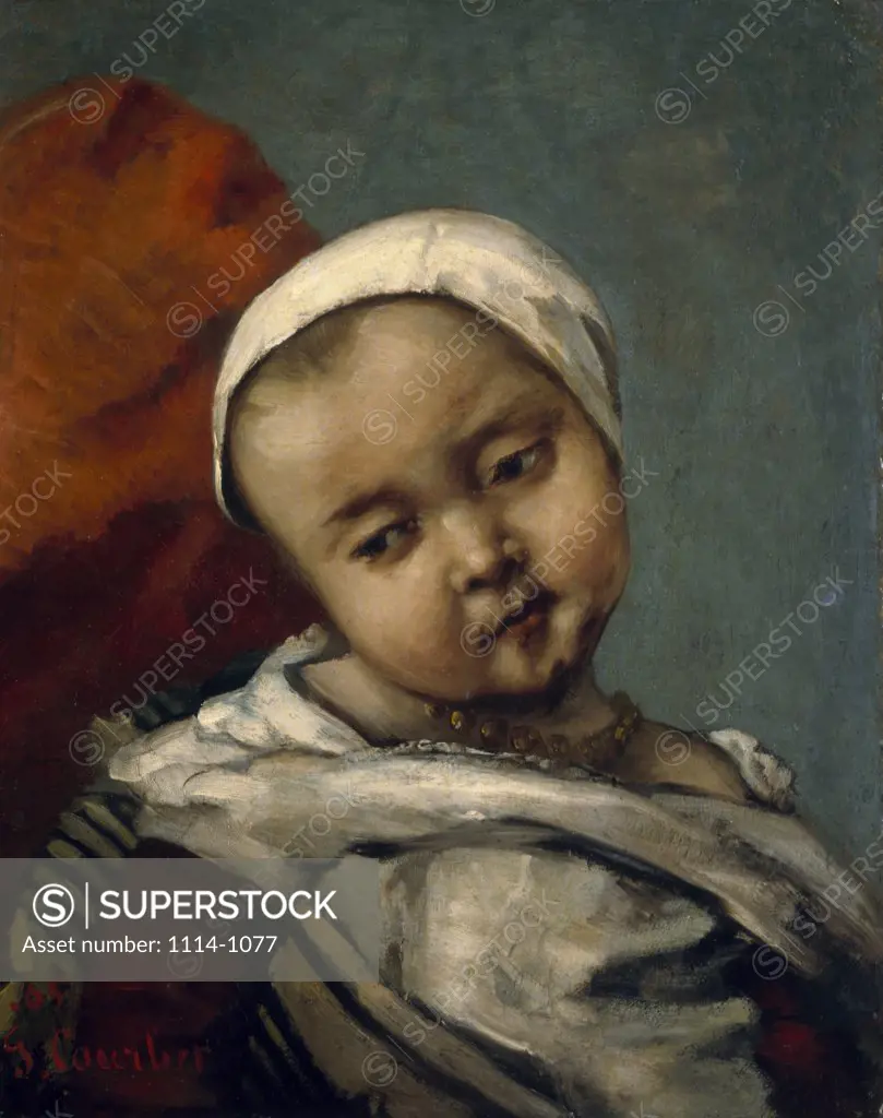 Head of a Baby by Gustave Courbet,  oil on canvas,  1855,  (1819-1877),  USA,  Pennsylvania,  Merion,  Barnes Foundation