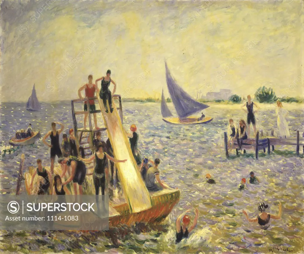 Water Scene/The Raft  1915,  William James Glackens (1870-1938/ American)  Oil on Canvas  Barnes Foundation, Merion, Pennsylvania    