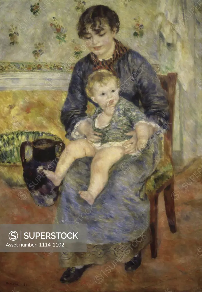 MOTHER AND CHILD MERE ET ENFANT OIL ON CANVAS Renoir, Pierre-Auguste 1841 d1919 French Barnes Foundation, Merion, Pennsylvania 