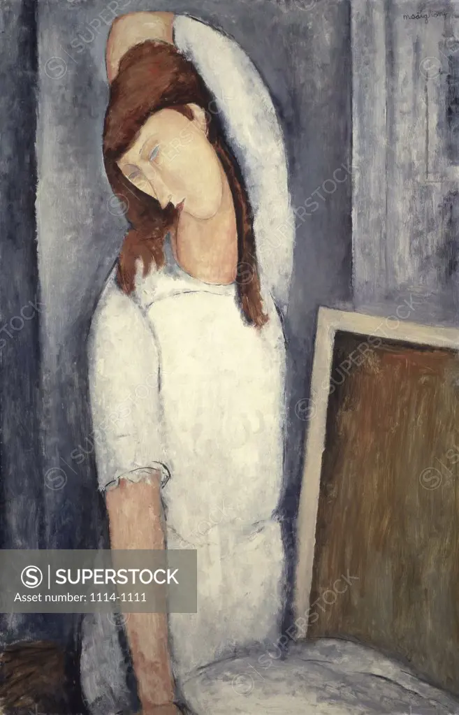 Portrait of Jeanne Hebuterne, Left Arm behind Head  1919 Amedeo Modigliani (1884-1920/Italian)  Oil on Canvas  Barnes Foundation, Merion, Pennsylvania     
