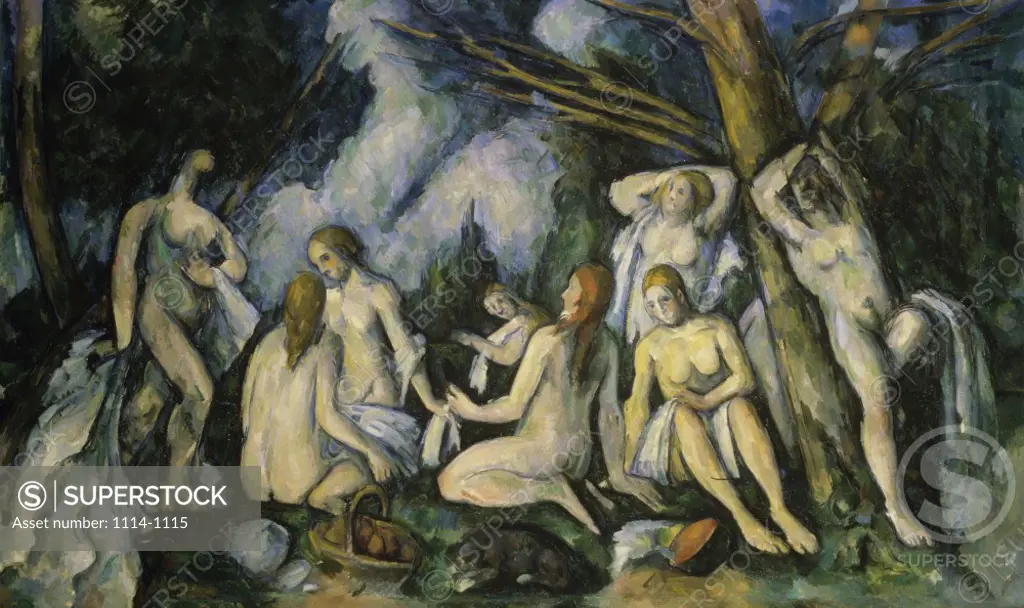 Nudes In Landscape (Les Grandes Baigneuses) 1900-1905 Paul Cezanne (1839-1906 French) Oil on canvas Barnes Foundation, Merion, Pennsylvania, USA 