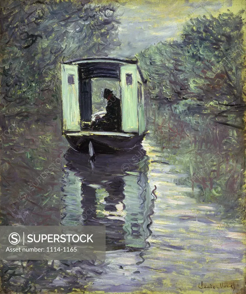 The Boat Studio  (Le Bateau-Atelier)  1876  Claude Monet (1840-1926/French)  Oil on canvas Barnes Foundation, Merion, Pennsylvania     