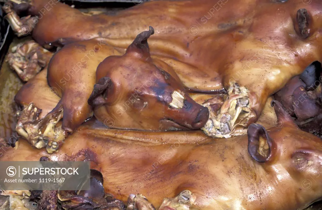 Close-up of roasted pork