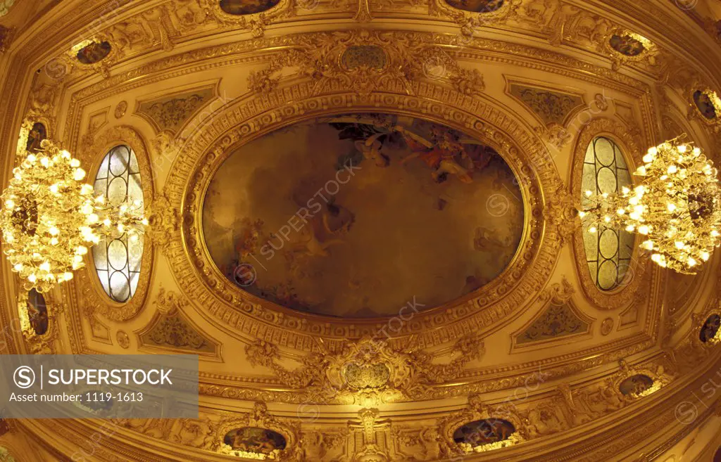 Low angle view of the ceiling of a hotel, Hotel Principality, Monaco