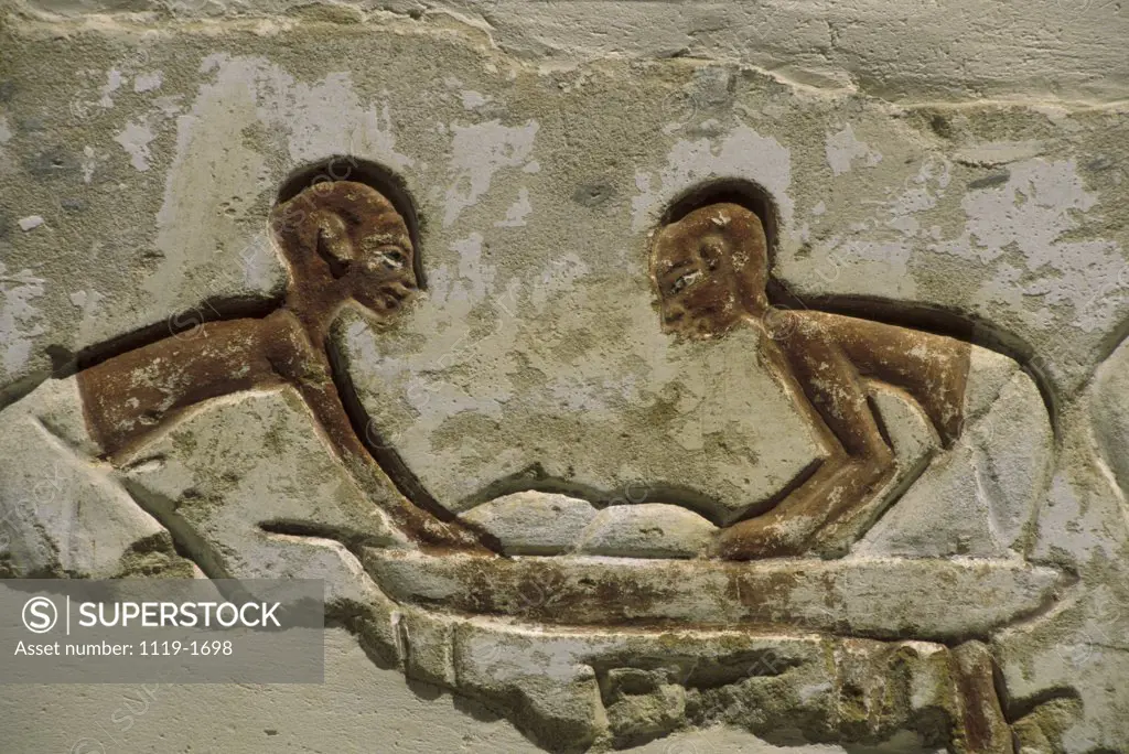 Close-up of hieroglyphics on a wall, Luxor, Egypt