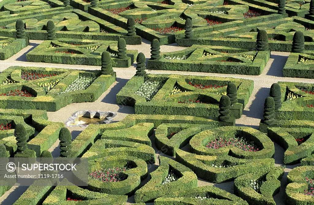 High angle view of a formal garden, Chateau de Villandry, Villandry, France