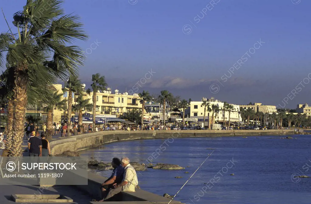 People at a beach front, Paphos, Cyprus