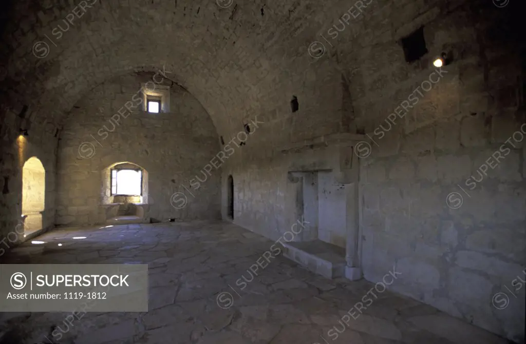 Interior of an empty room of a castle, Kolossi Castle, Lemesos, Cyprus