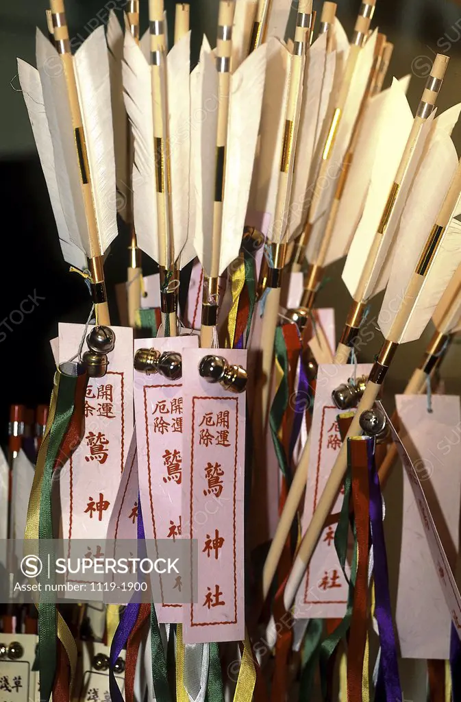 Close-up of arrows in a store, Tokyo Prefecture, Japan