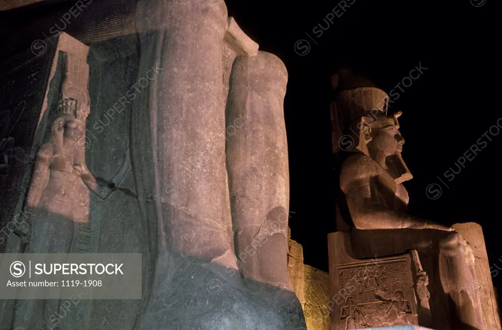 Low angle view of statues, Temple of Luxor, Luxor, Egypt