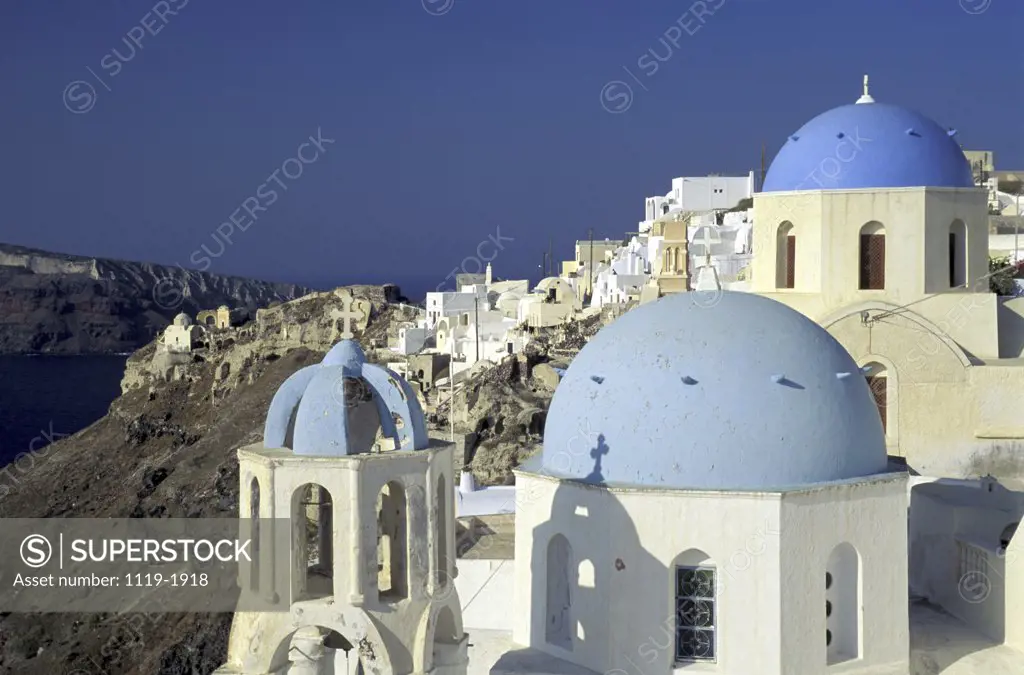 High angle view of a church, Santorini, Cyclades Islands, Greece