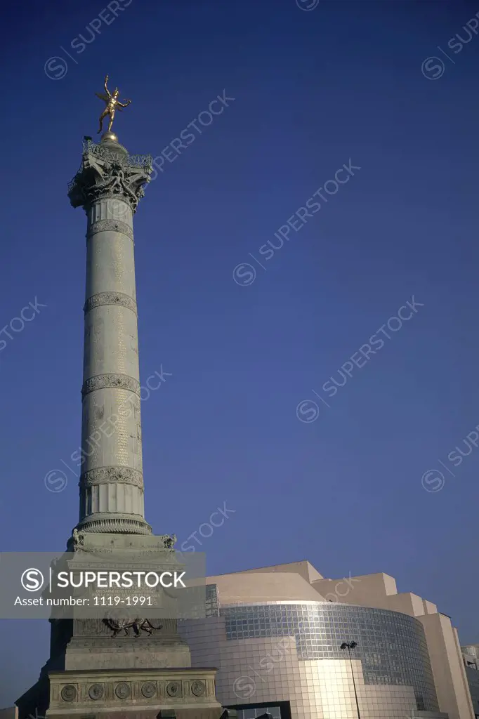 Low angle view of a column, July Column, Paris, France