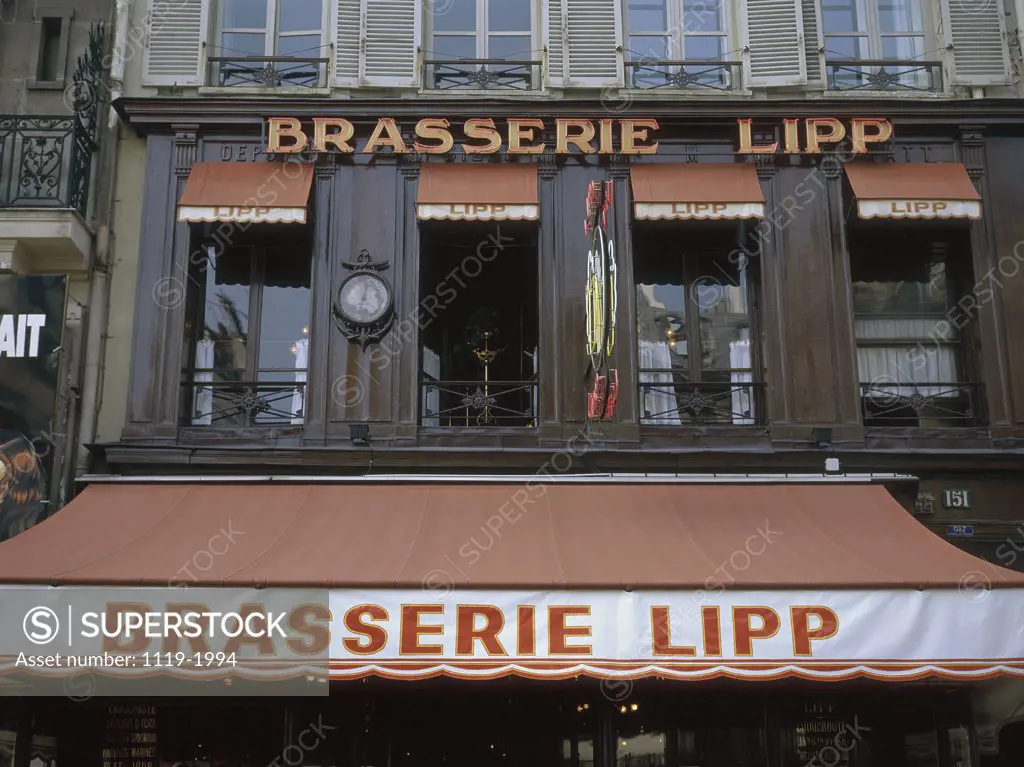 Low angle view of a restaurant, Brasserie Lipp, Paris, France