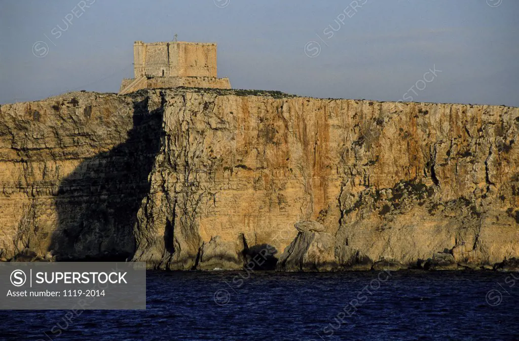 Castle on a cliff, Selmun Castle, Malta