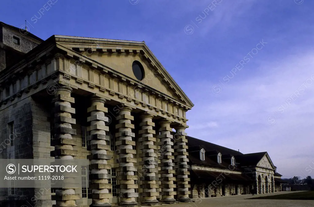 Facade of an industrial building, Royal Saltworks, Arc-et-Senans, France