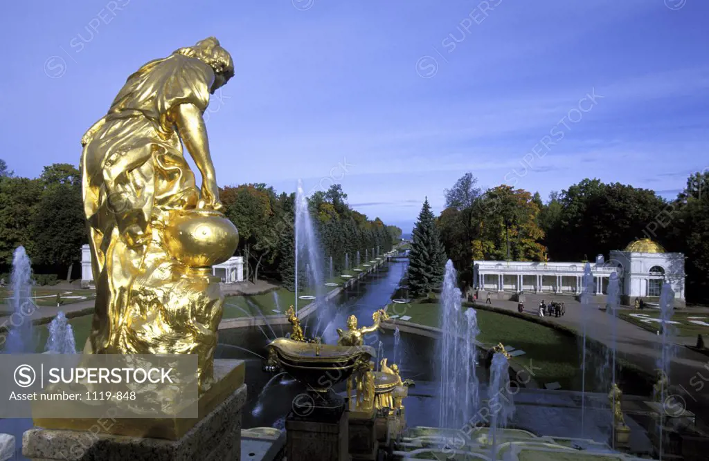 Golden statue at Summer Palace, Russia