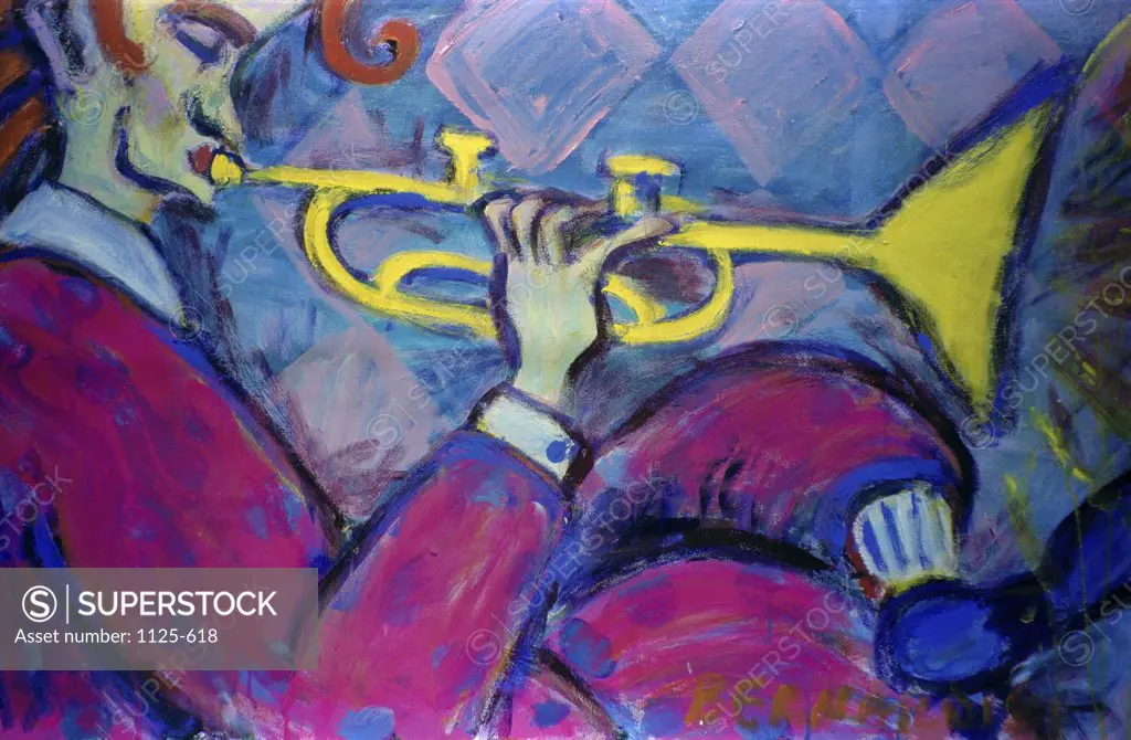 Trumpet Gina Bernardini (b.1968/American) Acrylic on Canvas