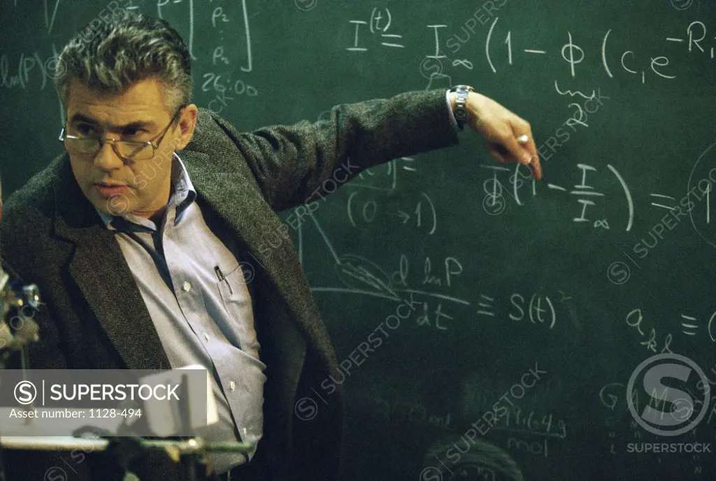 Close-up of a professor teaching in a classroom