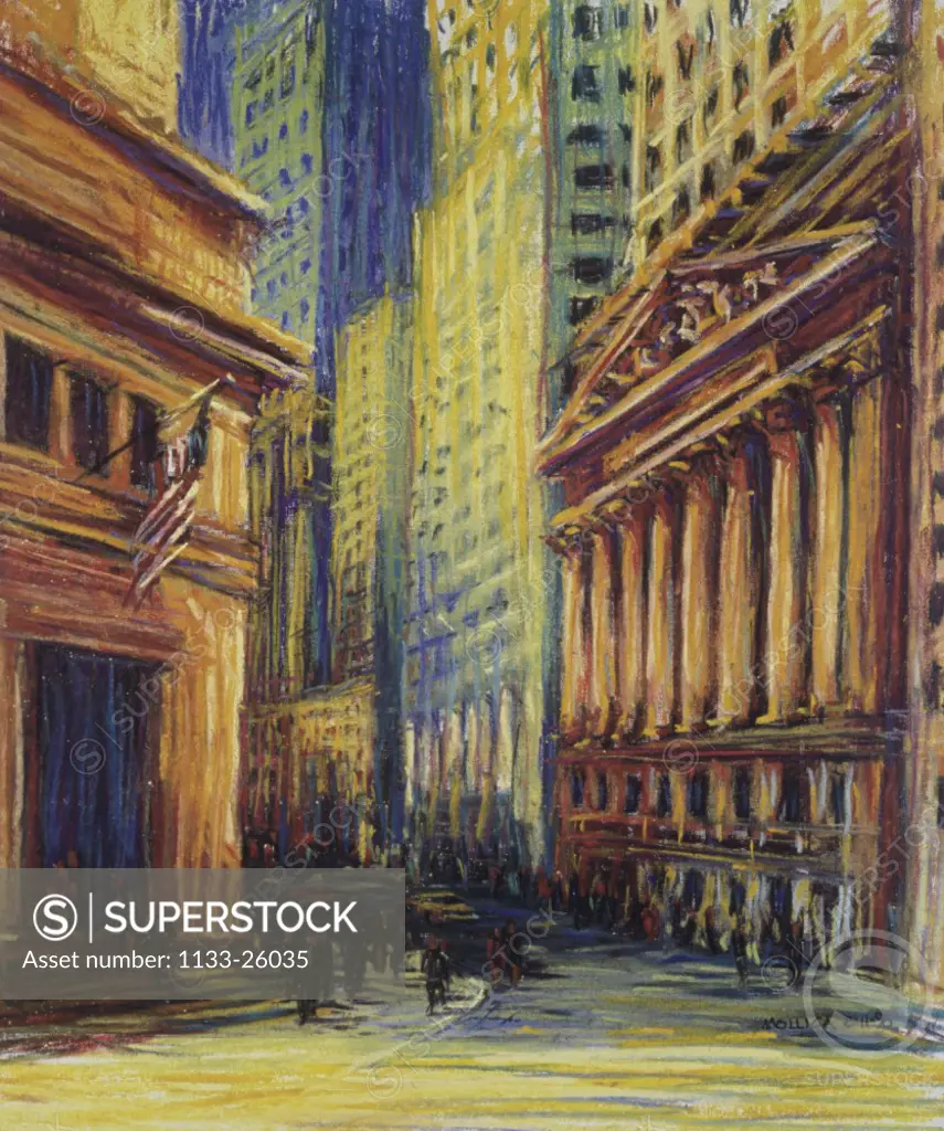 Wall Street, New York City Patti Mollica  (20th C./American) 