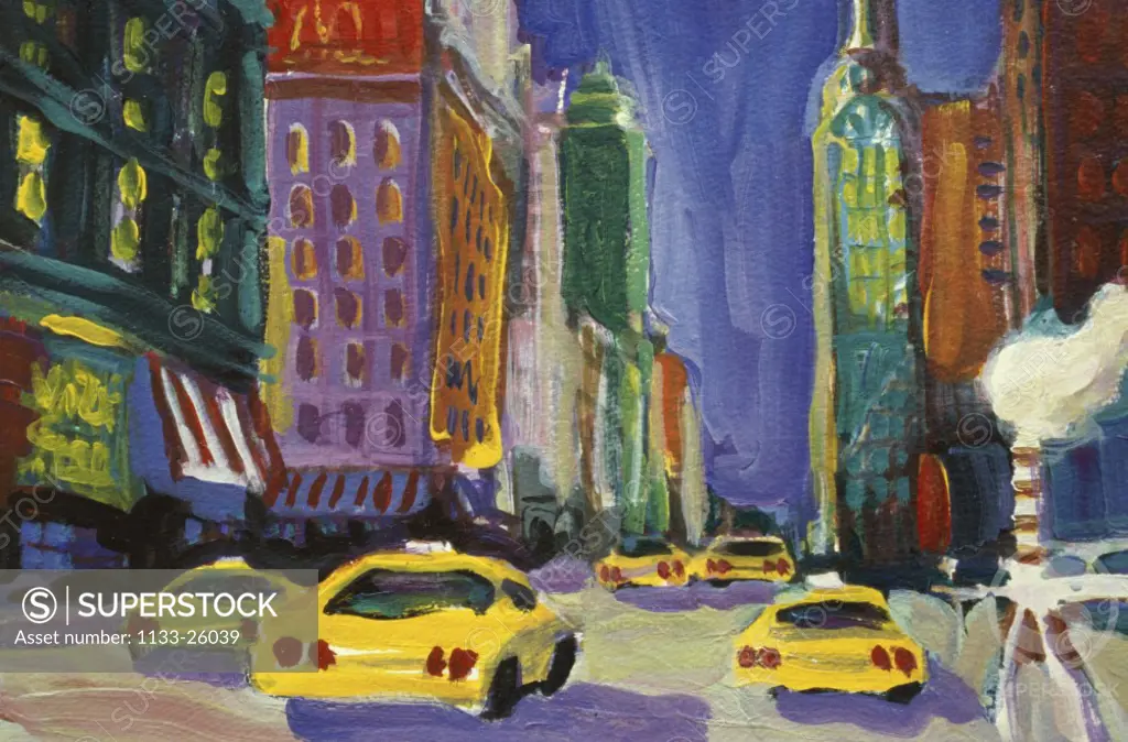 Racing Taxis, New York City  Patti Mollica (20th C./American) 
