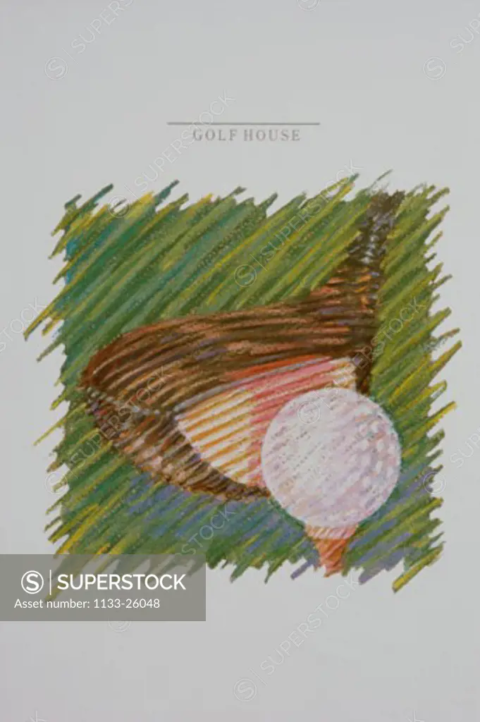 Golf Ball & Club  1987 Patti Mollica (20th C. American) Pastel Collection of the Artist