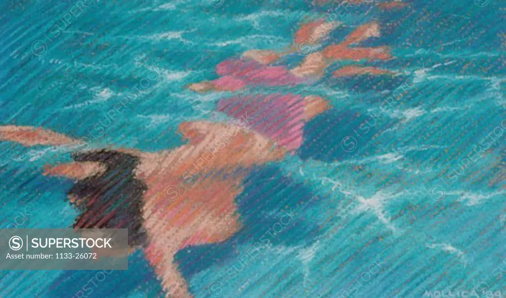 Swimmer  1985 Patti Mollica (20th C. American) Pastel Collection of the Artist
