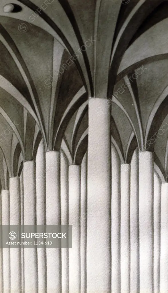 Columns and Eggs #3 of 5 by Kay Sage, circa 1983, 20th century, USA, Florida, West Palm Beach, Chisholm Gallery