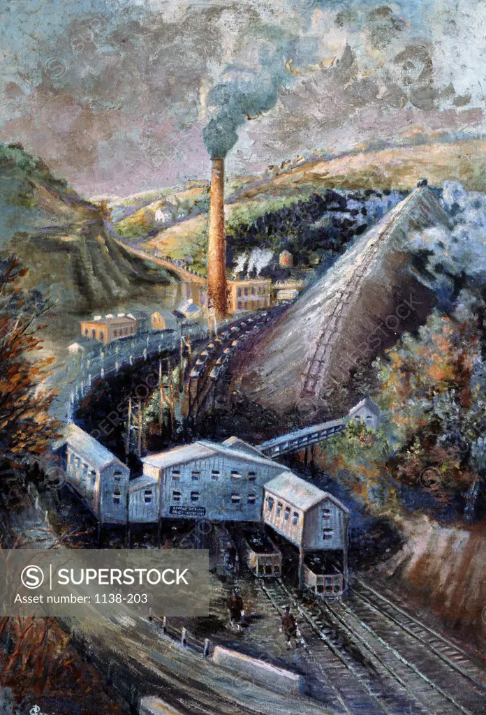 Bituminous Coal Plant by Carrie Pattison,  oil on canvas,  Circa 1935,  USA,  Pennsylvania,  University Park,  Pennsylvania State University,  College of Earth and Mineral Sciences,  Steidle Collection