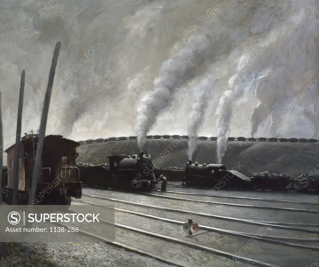 Coal by Roy Hilton,  oil on canvas,  (1891-1963),  USA,  Pennsylvania,  Philadelphia,  Pennsylvania State University,  College of Earth and Mineral Sciences,  Steidle Collection