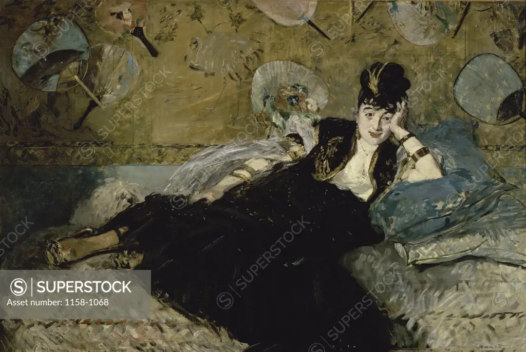 Woman with Fans  (La Dame aux Eventails)  c. 1873 Edouard Manet (1832-1883/French)  Oil on Canvas  Musee d'Orsay, Paris 