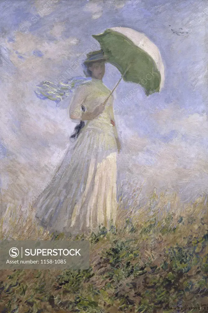 Woman With a Parasol Turned Toward the Right  1886  Claude Monet (1840-1926/French)  Musee d'Orsay, Paris 