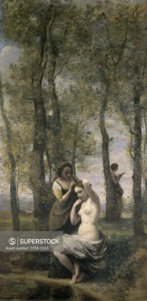 La Toilette  19th C.  Jean Baptiste Camille Corot (1796-1875/French) Private Collection 