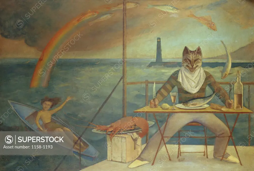 Mediterranean Cat by Balthus, circa 1949, born 1908, Collection Jean Subrenat