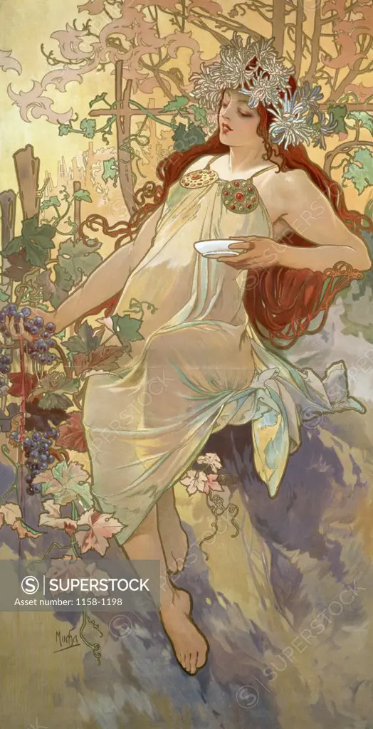 Four Seasons-Autumn Poster  Alphonse Marie Mucha (1860-1939/Czech) Bibliotheque Forney    