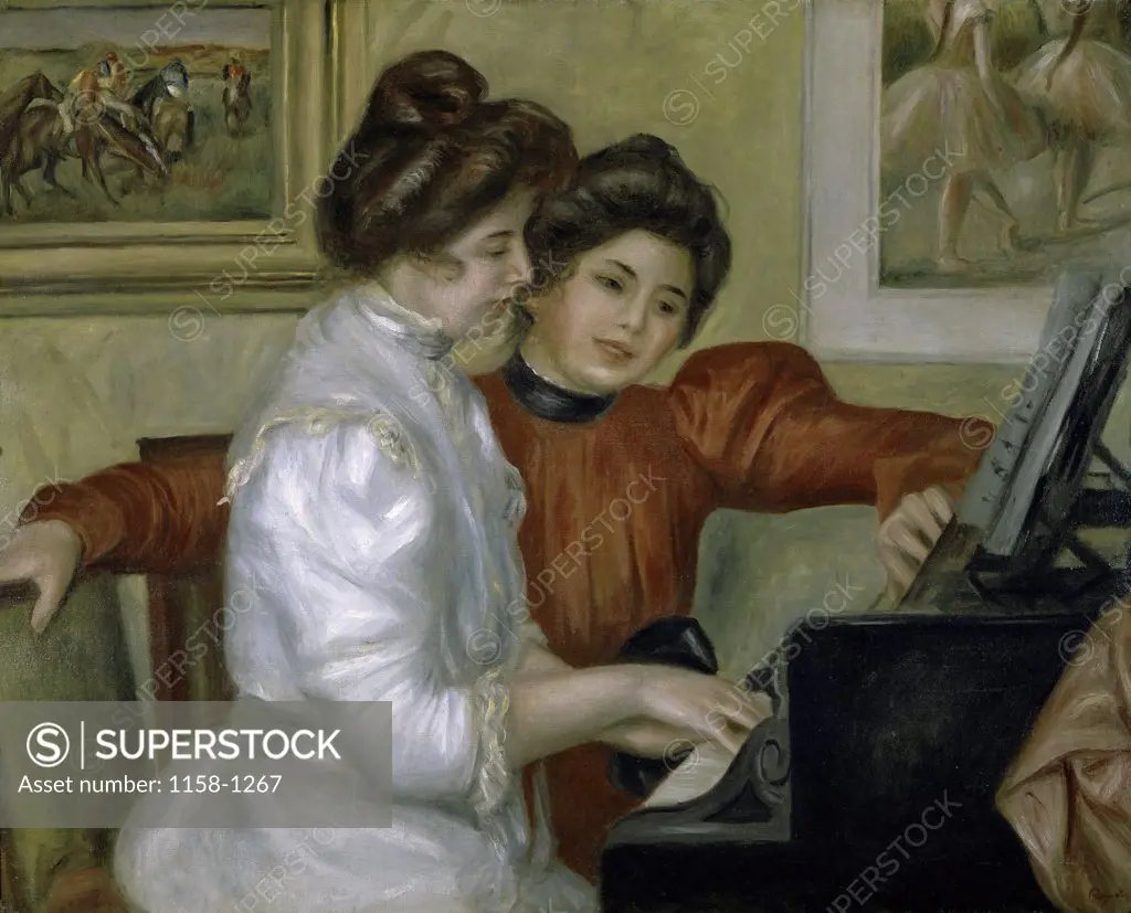 Yvonne and Christine Leroll at the Piano  (Yvonne et Christine Leroll au piano)  1897 Pierre-Auguste Renoir (1841-1919/French)  Oil on canvas Musee del' Orangerie, Paris  