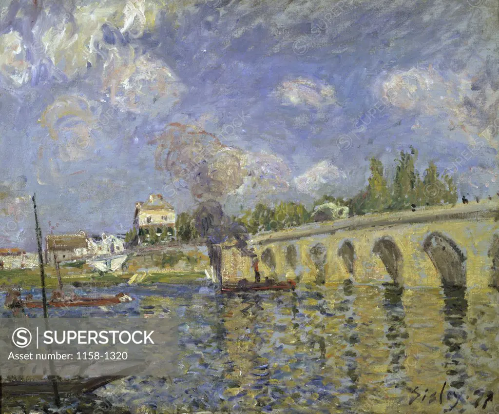 The Bridge (Le Pont)  1871  Alfred Sisley (1839-1899/French)  Private Collection:  Akram Ojjeh 