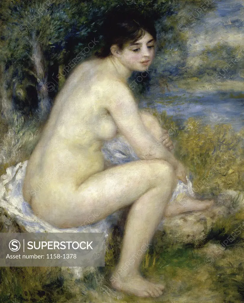 Nude Woman Seated In A Landscape 1883  Pierre Auguste Renoir (1841-1919/French) Oil on canvas Musee de l'Orangerie, Paris  