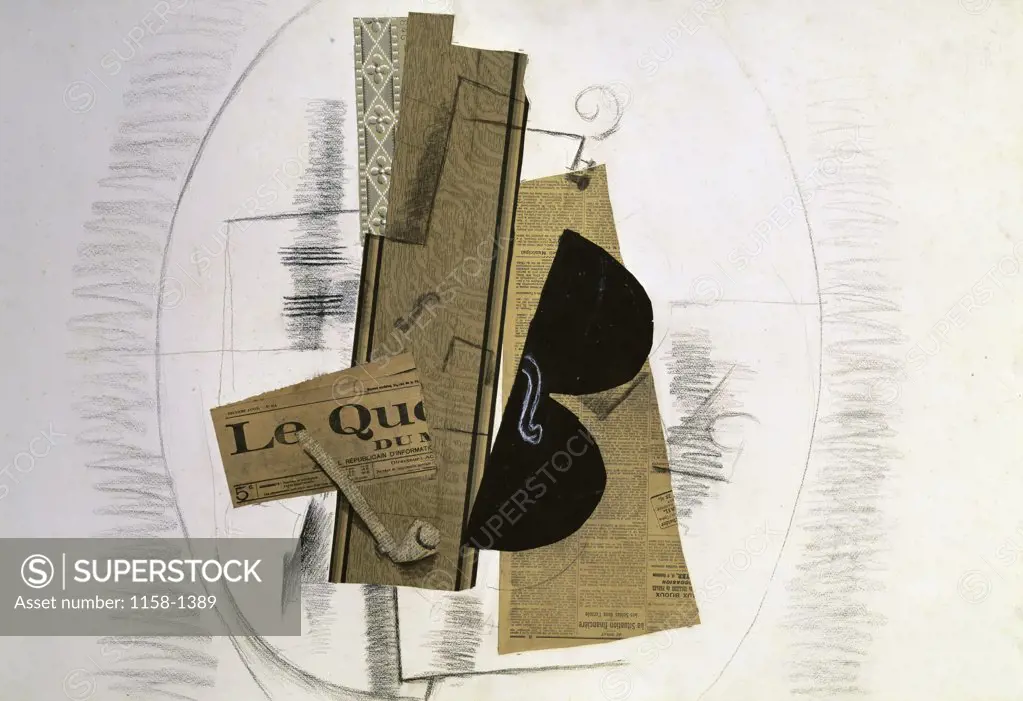 The Daily Paper by Georges Braque, 1912, 1882-1963, France, Paris, Centre Georges Pompidou, Musee National d'Art Moderne